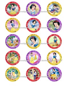 Eetbare Print Sneeuwwitje Cupcakes - 5cm