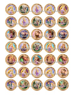 Eetbare Print Rapunzel Mini Cupcakes - 3,5cm