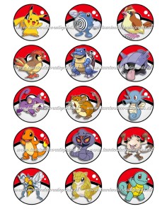 Eetbare Print Pokémon Cupcakes - 5cm