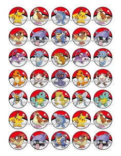 Eetbare Print Pokémon Mini Cupcakes - 3,5cm