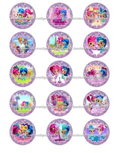 Eetbare Print Shimmer en Shine Cupcakes - 5cm