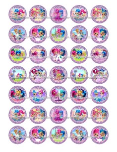 Eetbare Print Shimmer en Shine Mini Cupcakes - 3,5cm