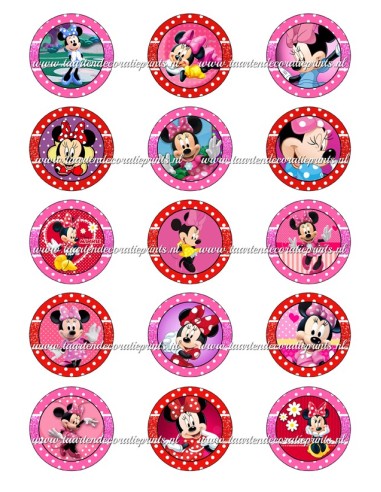 Eetbare Print Minnie Mouse Cupcakes 2 - 5cm