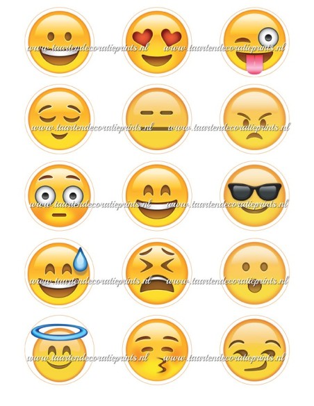 Eetbare Print Smiley Cupcakes 1 - 5cm