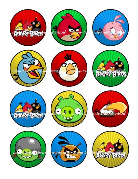 Eetbare Print Angry Birds Cupcakes - 6cm