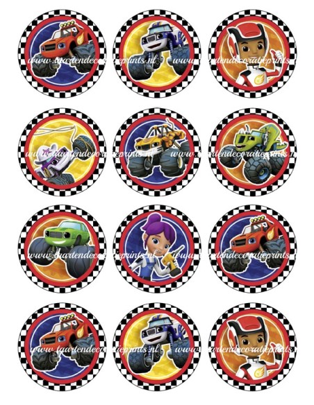 Eetbare Print Blaze en de Monstertrucks Cupcakes - 6cm