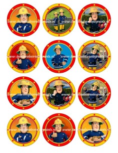 Eetbare Print Brandweerman Sam Cupcakes - 6cm