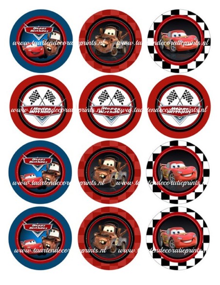 Eetbare Print Cars Cupcakes 1 - 6cm