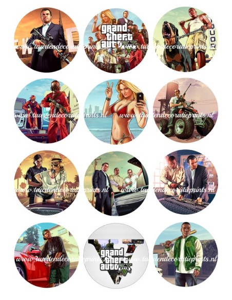 Eetbare Print GTA V - Cupcakes - 6cm