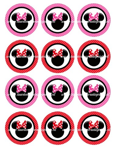 Eetbare Print Minnie Mouse Cupcakes 1 - 6cm