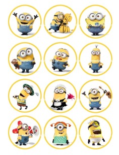 Eetbare Print Minions Cupcakes - 6cm