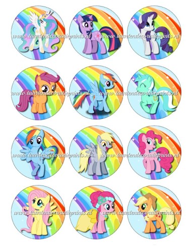 Eetbare Print My Little Pony Cupcakes - 6cm