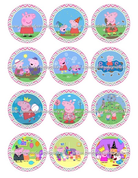 Eetbare Print Peppa Pig Cupcakes 1 - 6cm
