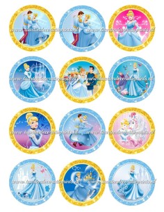 Eetbare Print Assepoester Cupcakes - 6cm