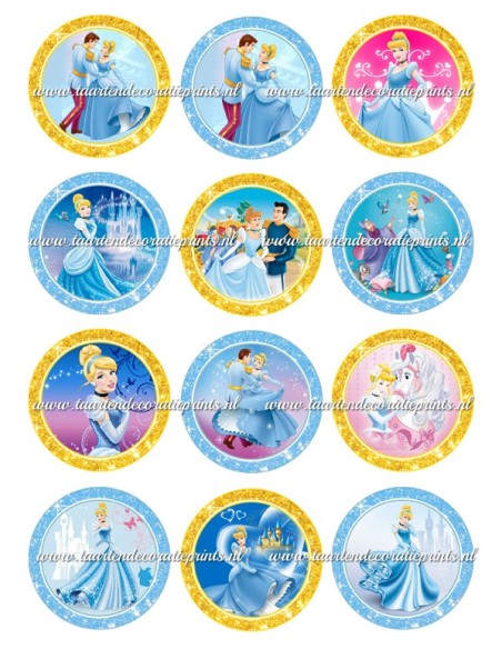 Eetbare Print Assepoester Cupcakes - 6cm
