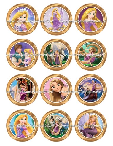 Eetbare Print Rapunzel Cupcakes - 6cm