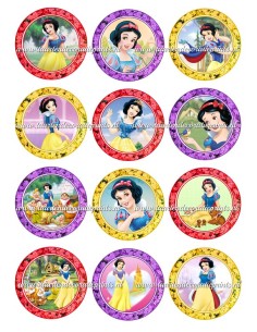 Eetbare Print Sneeuwwitje Cupcakes - 6cm