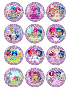 Eetbare Print Shimmer en Shine Cupcakes - 6cm