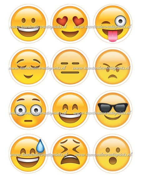 Eetbare Print Smiley Cupcakes 1 - 6cm