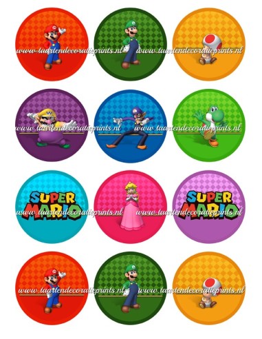 Eetbare Print Super Mario Cupcakes - 6cm