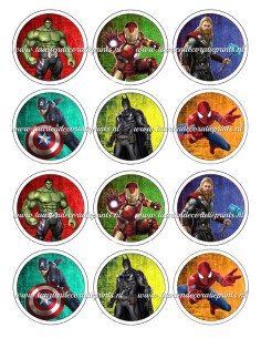 Eetbare Print Superhelden Cupcakes - 6cm