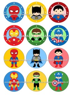 Eetbare Print Baby Superhelden Cupcakes - 6cm