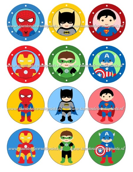 Eetbare Print Baby Superhelden Cupcakes - 6cm