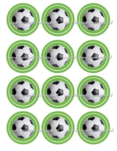 Eetbare Print Voetbal Groen Cupcakes - 6cm