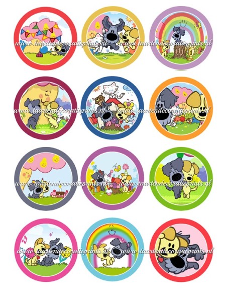 Eetbare Print Woezel en Pip Cupcakes - 6cm