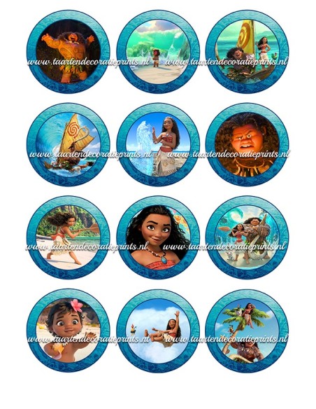 Eetbare Print Vaiana Cupcakes - 6cm