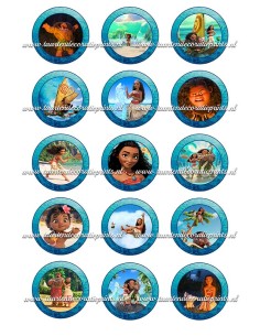 Eetbare Print Vaiana Cupcakes - 5cm