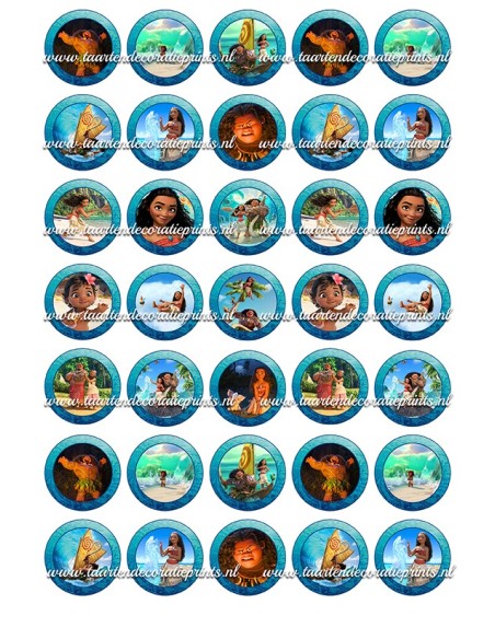 Eetbare Print Vaiana Mini Cupcakes - 3,5cm