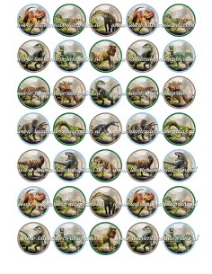 Eetbare Print Dino Mini Cupcakes 1 - 3,5cm