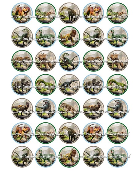 Eetbare Print Dino Mini Cupcakes 1 - 3,5cm