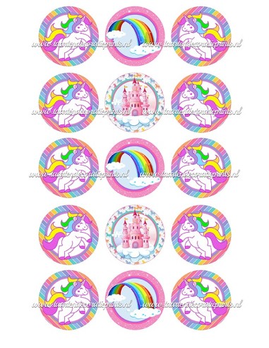 Eetbare Print Unicorn 1 Cupcakes - 5cm