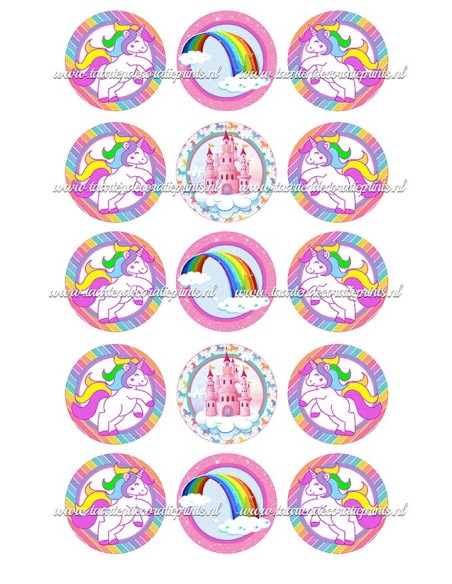 Eetbare Print Unicorn 1 Cupcakes - 5cm