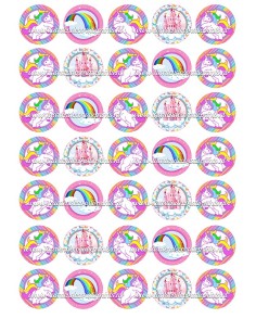 Eetbare Print Unicorn 1 Mini Cupcakes - 3,5cm