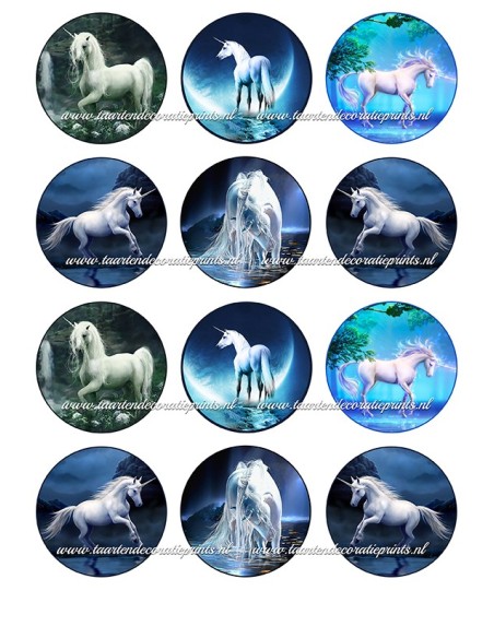 Eetbare Print Unicorn 2 Cupcakes - 6cm