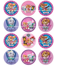 Eetbare Print Paw Patrol Girls Cupcakes - 6cm