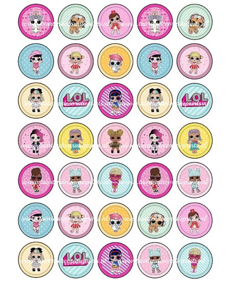 Eetbare Print LOL Surprise Mini Cupcakes - 3,5cm