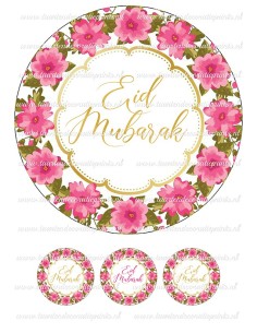 Eetbare Print Eid Mubarak Bloemen - 20cm