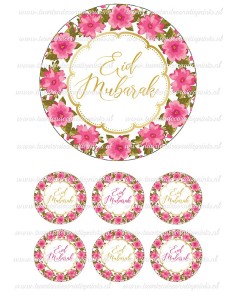 Eetbare Print Eid Mubarak Bloemen - 15cm