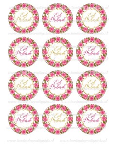Eetbare Print Eid Mubarak Bloemen Cupcakes - 6cm