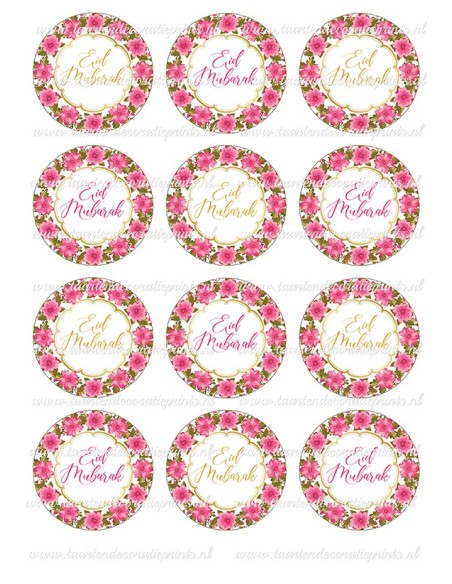 Eetbare Print Eid Mubarak Bloemen Cupcakes - 6cm