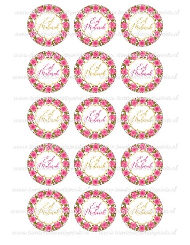 Eetbare Print Eid Mubarak Bloemen Cupcakes - 5cm