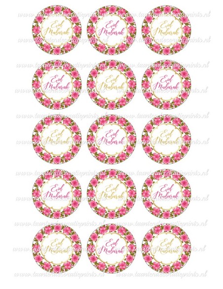 Eetbare Print Eid Mubarak Bloemen Cupcakes - 5cm