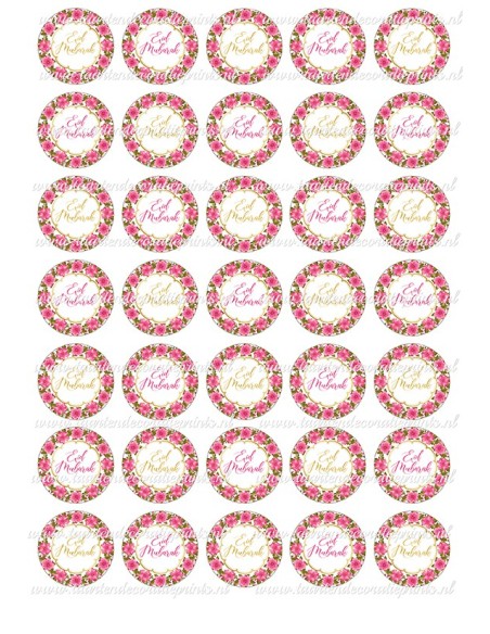 Eetbare Print Eid Mubarak Bloemen Mini Cupcakes - 3,5cm