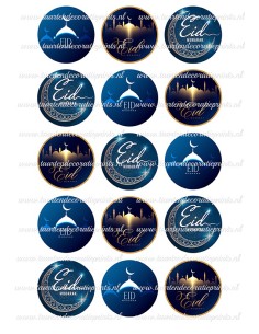 Eetbare Print Eid Mubarak Blauw Cupcakes - 5cm