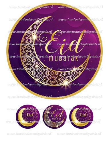 Eetbare Print Eid Mubarak Paars - 20cm