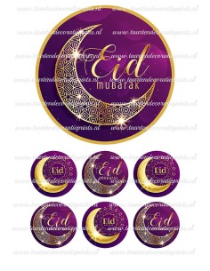 Eetbare Print Eid Mubarak Paars - 15cm